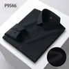 Herrklänningskjortor Luxury Hight Qulity Långärmning för män Elastic Slim Form Formal Shirt Silk Solid Color Office Clothes Objekt