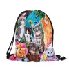 Rugzak Kitten Bone Print Trekkoordtassen voor jongen meisjes Schoolbenodigdheden Schooltas Rugzakken Mochila Casual reisschoudertas