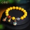 Strang Natürliches Hühneröl Gelbes Bienenwachs Bernstein Handschnur Jahr des Tigers Buddha Perlenarmband Herren- und Damenaccessoires Schmuck