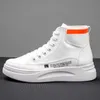 HBP Non-Brand Großhandel Modetrend Damen Schnürschuhe lässig hochwertige schwarze lässige flache High-Knöchel-High-Top-Sneaker Walking PU-Damenschuhe