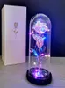 Colorful Roses Artificial Flower Led Lamp Glass Cover Rose Decoration Valentines Day Gift 240314