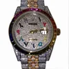 Bustdown Watch Luxury Iced Out Diamond Bust Down Cz Watertproof Original Automatic Mechanical Wristwatch