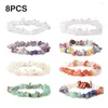 Strand 8pcs / set Yoga élastique irrégulier femmes hommes méditation Chakra Bracelet léger cadeau de guérison pierre de cristal bijoux de mode