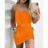 Casual Dresses wepbel y2k Tassel Splicing Sling Dress Women Summer O-Neck Spaghetti Strap mantel Solid Mini Sexy Bodycon Camis