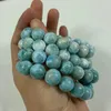 Bracciale con perline in pietra naturale Larimar da 12,5 mm, braccialetto rotondo blu allentato per donna, uomo, braccialetti, regalo, collana fai da te