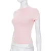 Blusas femininas camiseta elegante verão camiseta coleção em torno do pescoço manga curta topos fino ajuste cor sólida básico casual