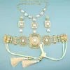 Collier et boucles d'oreilles ensemble Sunspicems Chic arabe femmes bijoux couleur or mariée marocaine corde ceinture taille chaîne carré cristal pendentif boucle d'oreille
