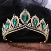 Hair Clips Bridal Hairwear Green Crystal Tiaras And Crowns For Women Wedding Accessories Baroque Rhinestone Head Jewelry Diadem
