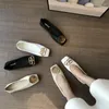 Sıradan Ayakkabı 2024 Bahar Kadın Moda Flats Kare Toe Mikrofiber Bale Altın Balerinler Kızlar Mokasenler