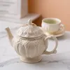 Muggar engelska präglade keramiska vattenkokare kaffekopp vintage porslin tecup tekanna hem mugg dricka redskap dekoration