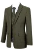 Suits Men's 3 peças serve para o Bussinessiness Notch Lapela Groomsmen Tuxedos xadrez de lã para atividades do partido Casamento (Blazer+Vest+Pant)