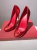 Robe chaussures rouge métallisé cuir bout rond femmes pompes défilé mode sans lacet fête mariage sexy grande taille 43 44 45