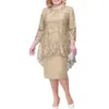 New Dress Large Womens Evening Lace Embroidered Two Piece Set Temperament Commuter Slim Fit