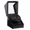 Wooden Lacquer Piano Glossy Black Carbon Fiber Double Watch Winder Box Quiet Motor Storage Display Case US PLUG Watch Shaker287Y