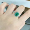 Cluster Rings 925 Sterling Silver 7 9mm Emerald High Carbon Diamond Ring Shiny Women's Party Boutique Jewelry Wholesale