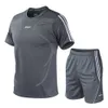 Summer Sports Suit Mens Plus Size Sportswear Ice Silk Short Sleeved Shorts Two-piece Set Fat Man Running