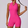 Aktiva uppsättningar Integrerade shorts Zipper Yoga Set Pilates Jumpsuit Fitness Sports Gym Clothing Push-Up Workout Clothes for Women Sportswear
