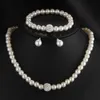 Vintage enkel faux pärlhalsband örhängen smycken set för kvinnor temperament regency crystal choker bankett bröllop accessorie 240313