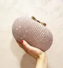 Sparkly Champagne Bridal Hand Bags Solid Shell Clutches For Wedding Jewelry Four Colors Prom Evening Party Shoulder Bag2510329