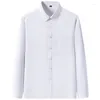 Herrenhemden Elastizität Anti-Falten Langarm für Männer Slim Fit Camisa Social Business Bluse Weißes Hemd