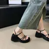 Sandals White Wedge Platform Women Silver Belt Cross Low Heeled Summer Ladies Shoes Outdoor Leisure Wedges Heels 2024