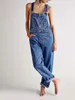 Damesjeans Dames Denim Lange Jumpsuit Casual Spaghetti Band Wijde Pijpen Romper Broek Zomer Baggy Bib Overalls