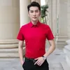 Men's Dress Shirts And Blouses For Men Formal Man Tops Short Sleeve Clothing Shirt Red Office Elegant Cool Regular Xxl S With Collar I