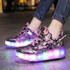 HBP Chaussures à roues sans marque pour enfants Lumière LED USB Charge Roller Skate Baskets clignotantes pour filles garçons Cadeaux chaussures sur roues