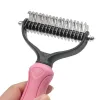 Brosses Peigne pour animaux de compagnie Peigne à râteau à nœuds pour chiens Double face en acier inoxydable Tête de couteau Peigne d'épilation à nœuds pour animaux de compagnie