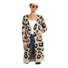 2024 EBEY Köp Leopardtryck stickad jacka Cardigan Women's tröja