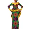 فساتين العمل مجموعات أفريقية للنساء Dashiki Bazin Riche Lady Party Garments 2 قطعة مع الأرجوحة الخلفية والتنانير المطبوعة الأزهار GG