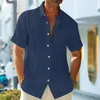 Men's Casual Shirts Men Button-down Shirt Beach Vacation Stylish Lapel Collar Summer Breathable Business Top For Office