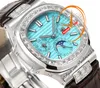 5740 Kalendarz wieczny A324SC Automatyczne męskie zegarek TWF Diamonds Bezel Tiff Blue Teksturę Browna skórzana pasek Super Edition RELOJ HOMBRE Puretimewatch Ptpp F2