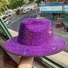 Rhinestone Fedora Caz Şapkaları Kovboy Şapkası Kadınlar ve Erkekler için Kara Elmas Toptan Kırmızı Kırmızı 240311