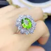 Clusterringen Natuurlijke Echte Groene Peridot Ring Bloemstijl Per Sieraden 925 Sterling Zilver 0,3 ct 6 st 2,5 ct 1 st Edelsteen Fijn T238258