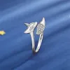 Fuchs Tier geformt 14K Rose Gold Ringe für Frauen Mode niedliche weibliche Kristall Ring Schmuck romantische Damen Party Schmuck Geschenke