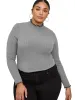 Toppar 2023 Fall Tops Woman Turtleneck Långärmad solid Knited Blus Tee Shirt Plus Size Woman Clothing