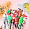 24Pcs/Lot Christmas 6 Color Ballpoint Pen Cartoon Cute Santa Claus Elk Multi Color Oil Pens for Journal School Stationery Gifts 240307