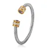 Unique Chain Link Braided Open Cuff Fashion Bangles Vintage Stainless Steel Sporty Women Charm Bracelets Trend Jewelry Gift 240307