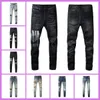 purple jeans designer AM jeans mens jeans men Knee Skinny Straight Size 28-40 Motorcycle Trendy Long Straight Hole High Street denim wholesale 2 pieces