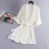 Damennachtwäsche 2024 Frühling Sommer Homewear Solide Satin Robe Braut Hochzeitskleid Kimono Frauen Seide Rayon Nachthemd Sexy Nachtwäsche