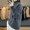 Kadın Sweaters 2024 İlkbahar/Sonbahar Yarım Yatak Kaşmir Kazak Sweater Merino Yün Örgü Külot Kore Moda Kadın Giysileri