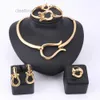 Designer ketting vintage retro Nigeriaanse elegante goud verzilverde oorbellen ring armband bruids sieraden sets voor vrouwen bruiloft