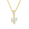 Pendant Necklaces Bling Cactus Is Paired With 4mm Wide Rope Chain For Men And Women Daily Decoration