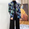 여자 재킷 미야케이크 주름 긴 슬리브 가디건 턴 다운 칼라 재킷 여자 스프링 한국 패션 인과 관계 짧은 코트