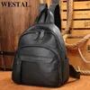 Westal 100% skórzane laptopy plecaki szkolne przeciwnikowe plecak wodoodporny torby dla kobiet Mochila 172 240304