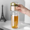 Tee-Wasserflasche mit hohem Borosilikatglas, doppellagiges Tassen-Ei, Tumbler-Trinkgeschirr mit Filter 240314