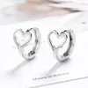 Boucles d'oreilles créoles en argent Sterling 925 véritable, boucles d'oreilles romantiques en forme de cœur creux pour femmes, bijoux fins pour fête de mariage, cadeau DA2346