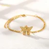 Charm-Armbänder Shining U Butterfly Edelstahl-Armband für Frauen 18 Karat Goldfarbe Modeschmuck