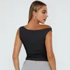 Chemisier coupe cintrée pour femmes, haut à épaules dénudées, gilet d'été élégant avec encolure asymétrique, pull sans manches, Design pour A